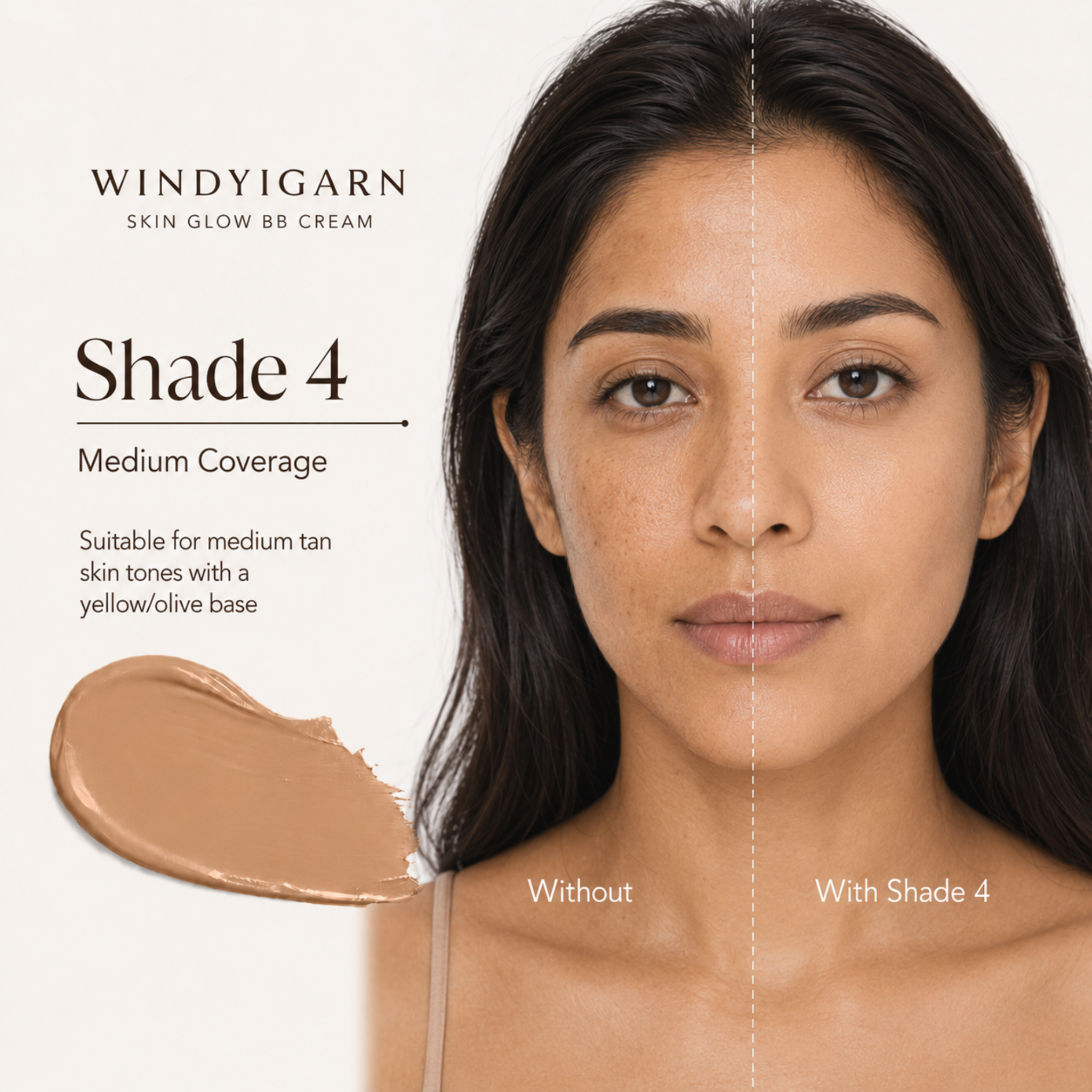 Windyigarn Skin Glow BB Cream Shade 4 medium coverage comparison
