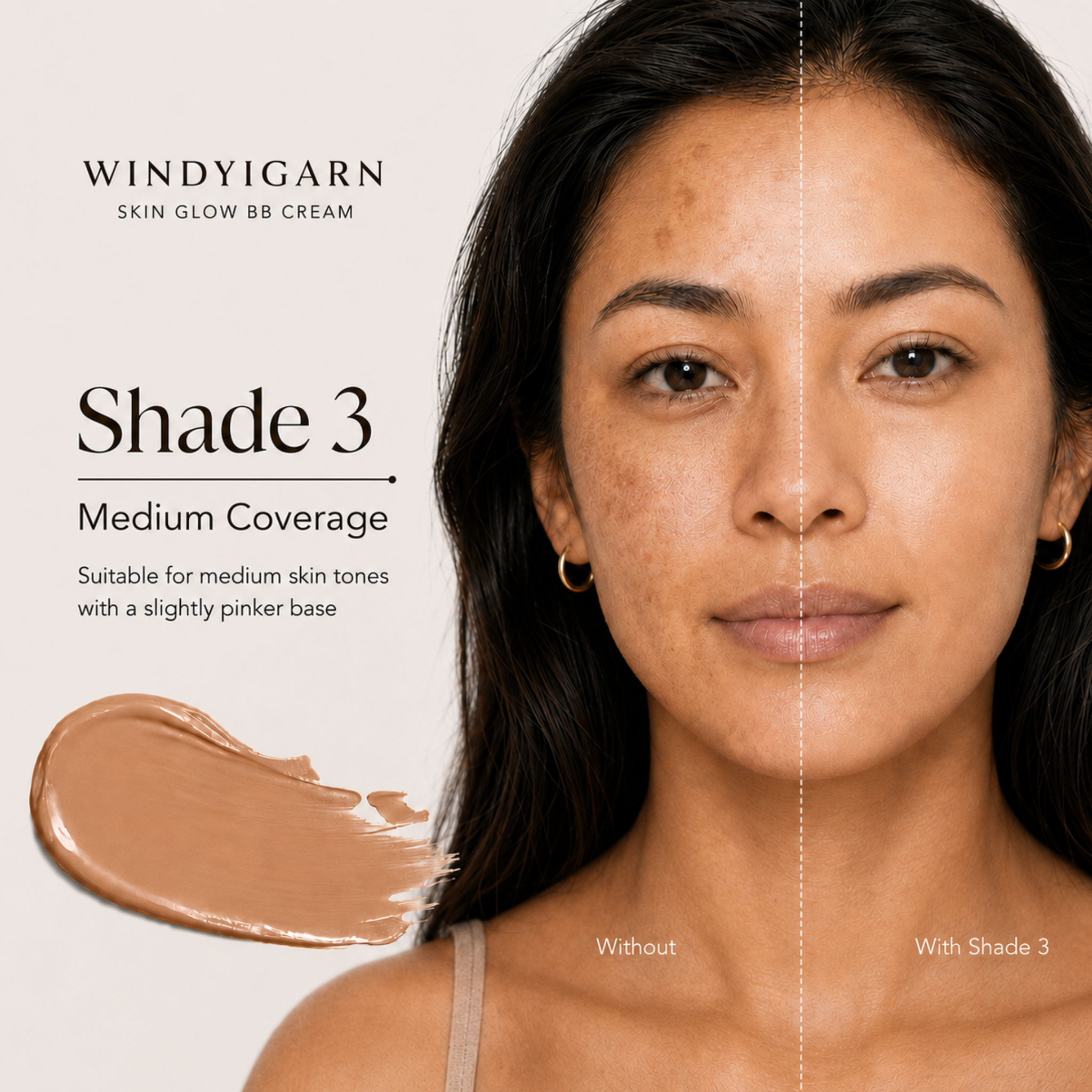 Windyigarn Skin Glow BB Cream Shade 3 medium coverage comparison