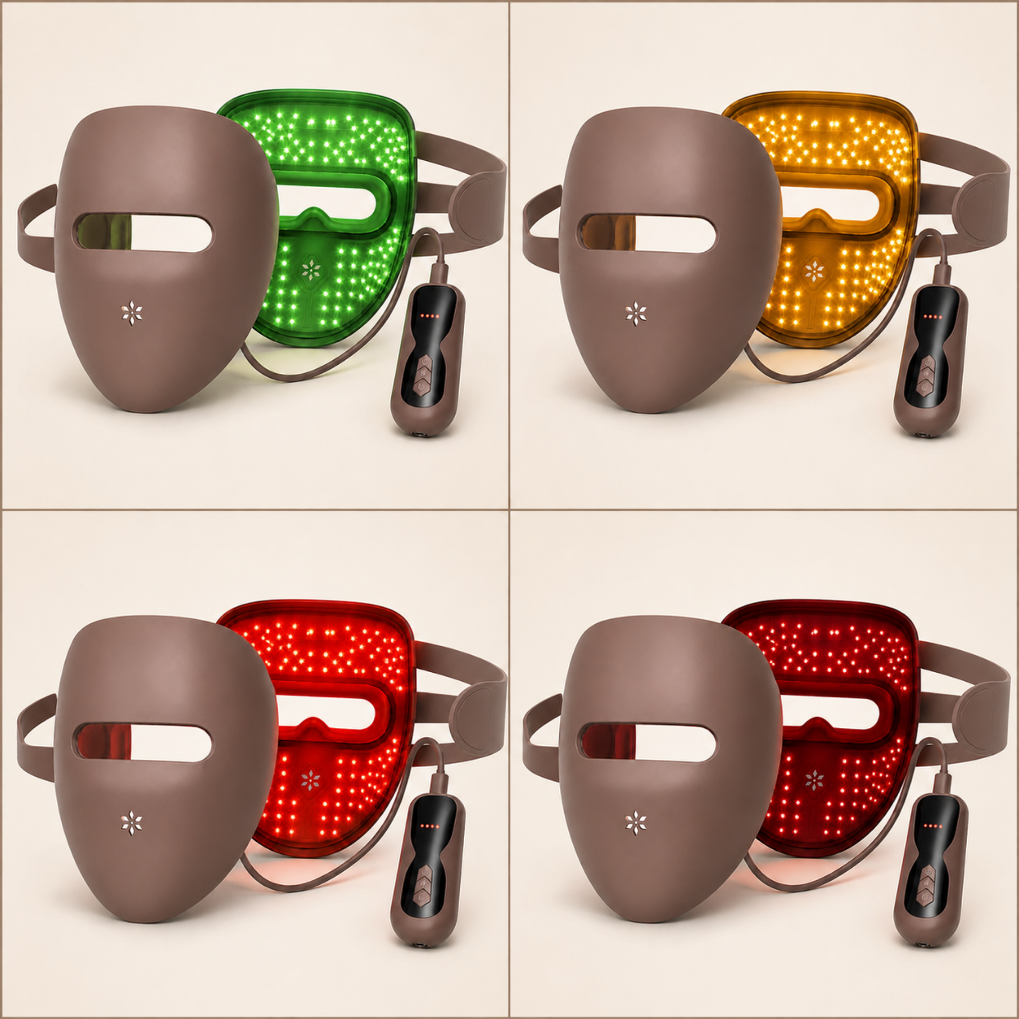 The four wavelength modes of the MelaGlow Pro LED Mask