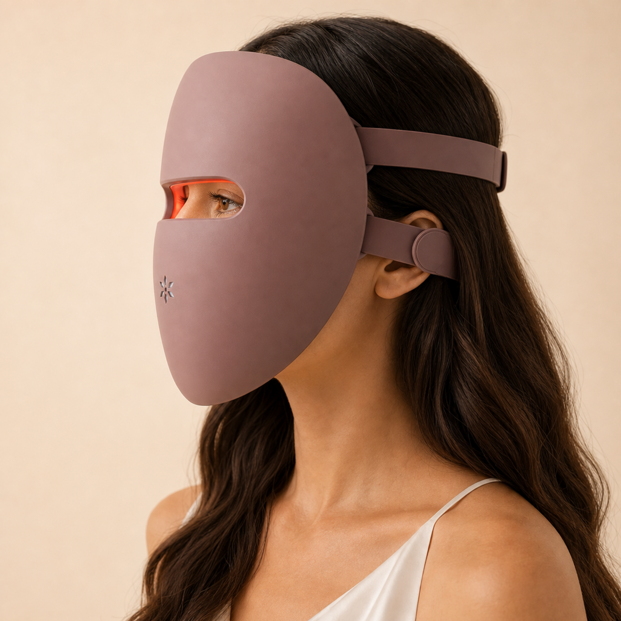 Side profile showing the flexible fit of the MelaGlow Pro LED Mask