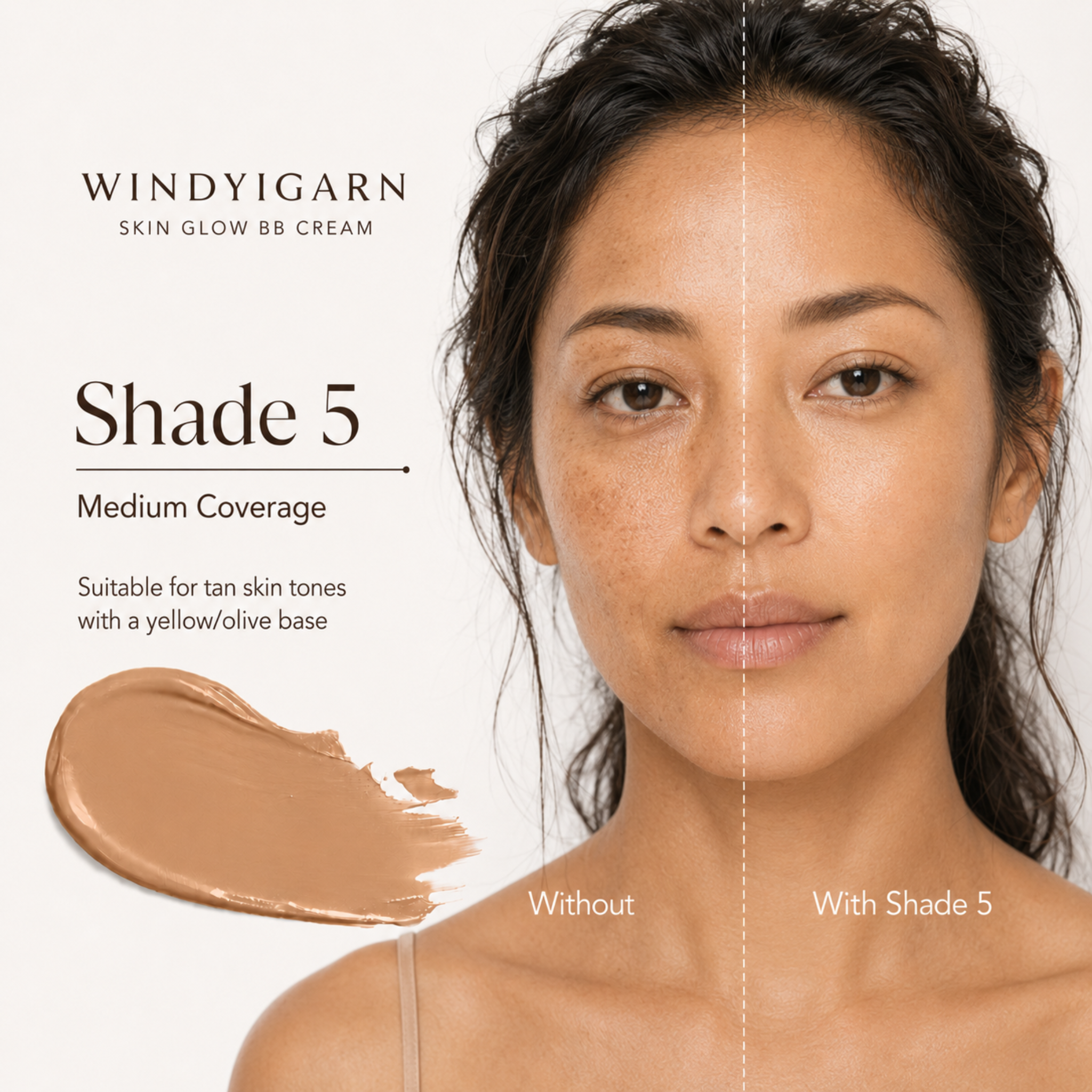 Windyigarn Skin Glow BB Cream Shade 5 medium coverage comparison