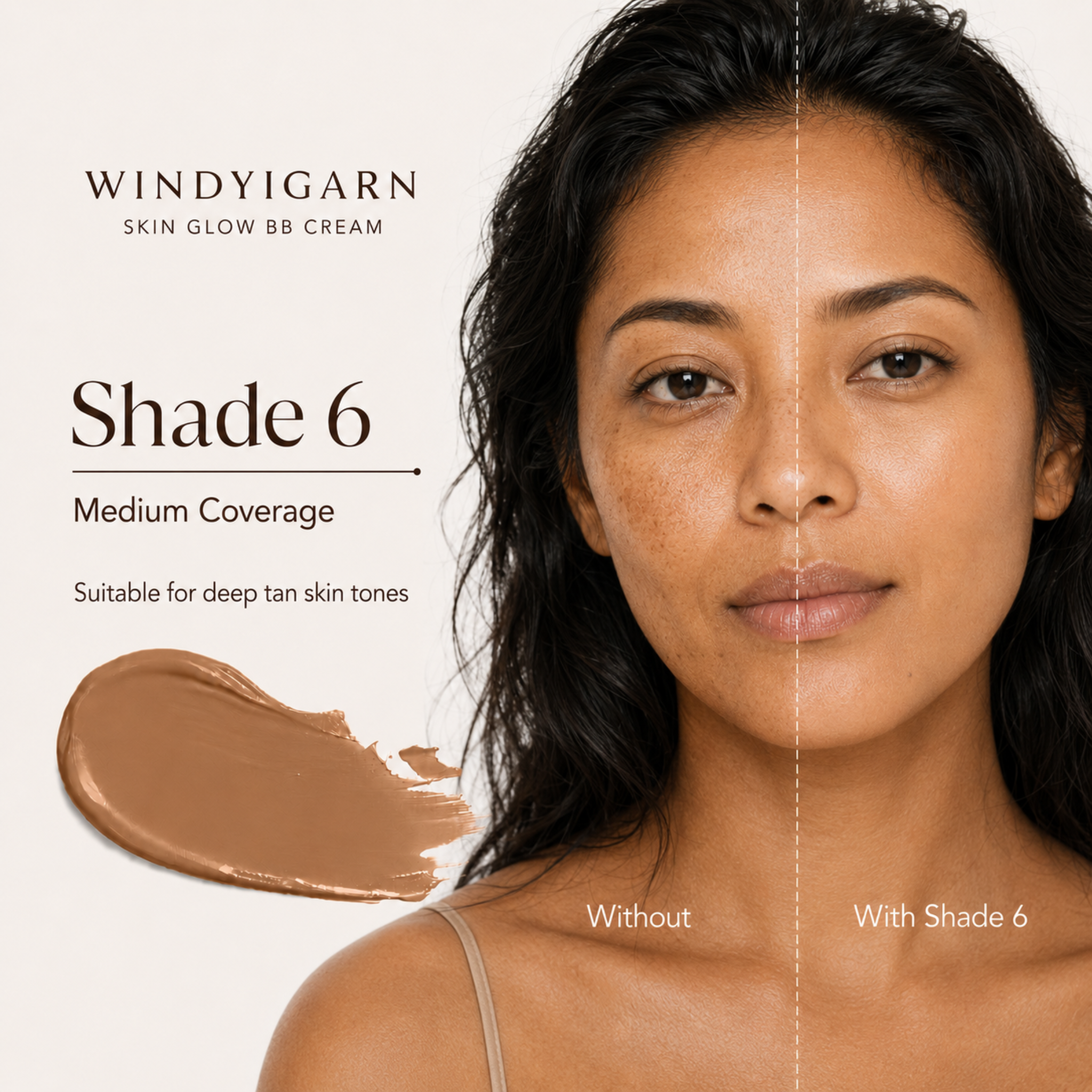 Windyigarn Skin Glow BB Cream Shade 6 medium coverage comparison