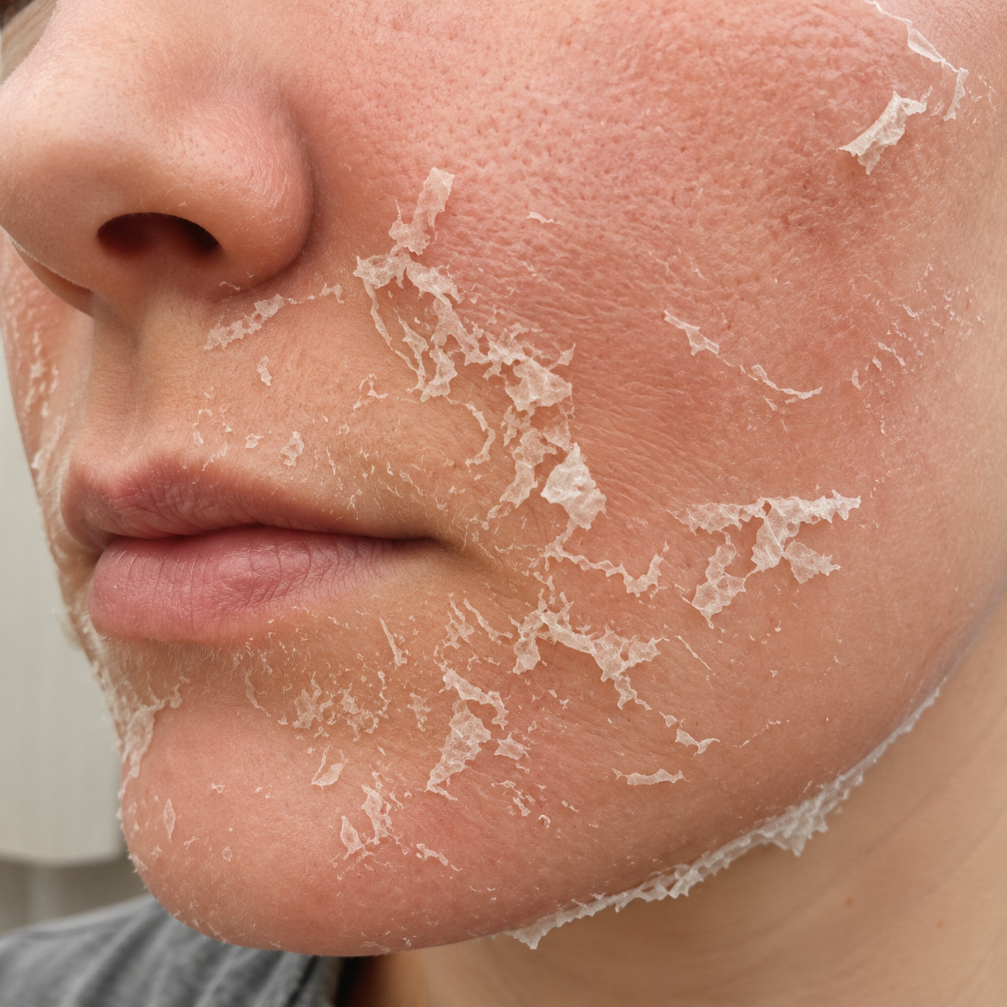 Face peeling after bio microneedling spicule treatment