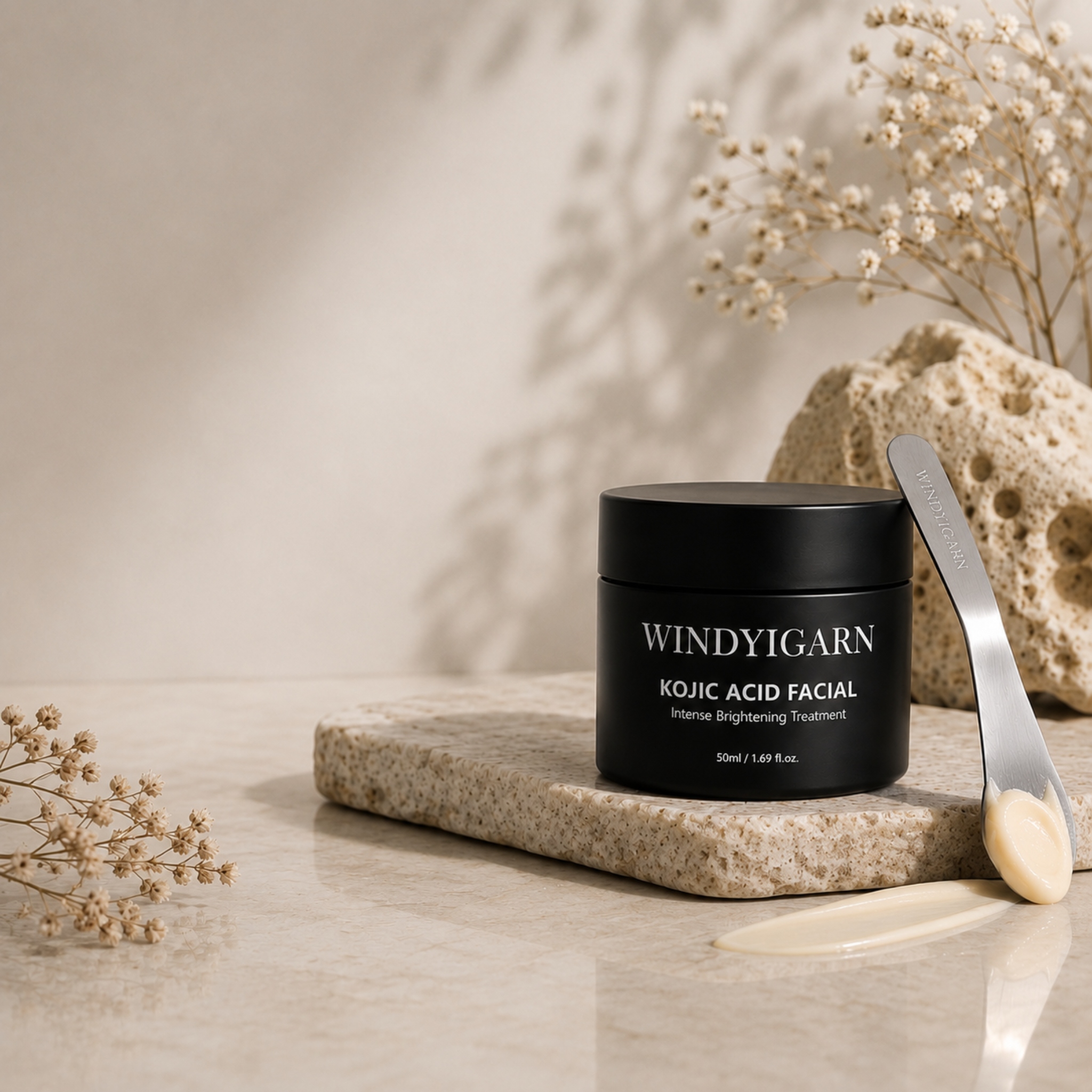 Kojic Acid Facial styled with stone, botanicals and applicator